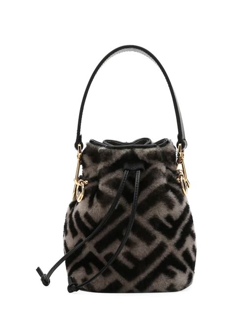 Fendi Mon Tresor FF Shearling Fur Bucket Bag 